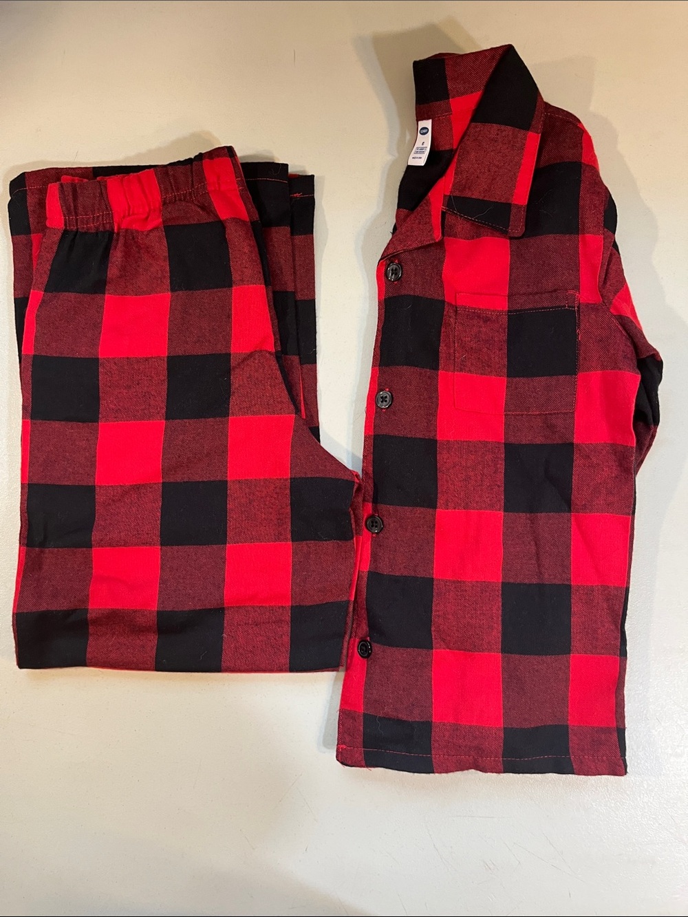 Old Navy Red and Black Buffalo Plaid Kids Pajama Set